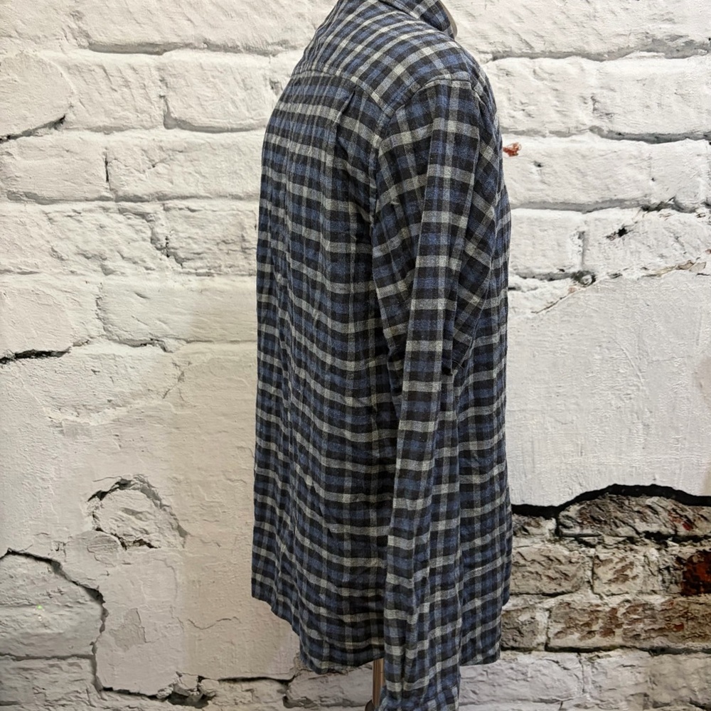 Faherty Stretch Featherweight Flannel Windpoint Plaid Blue Grey Checker Classic - Picture 9 of 11